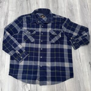 Freedom Foundry Plush Flannel Shirt Size XXL Metal Buttons Blue Plaid Shacket